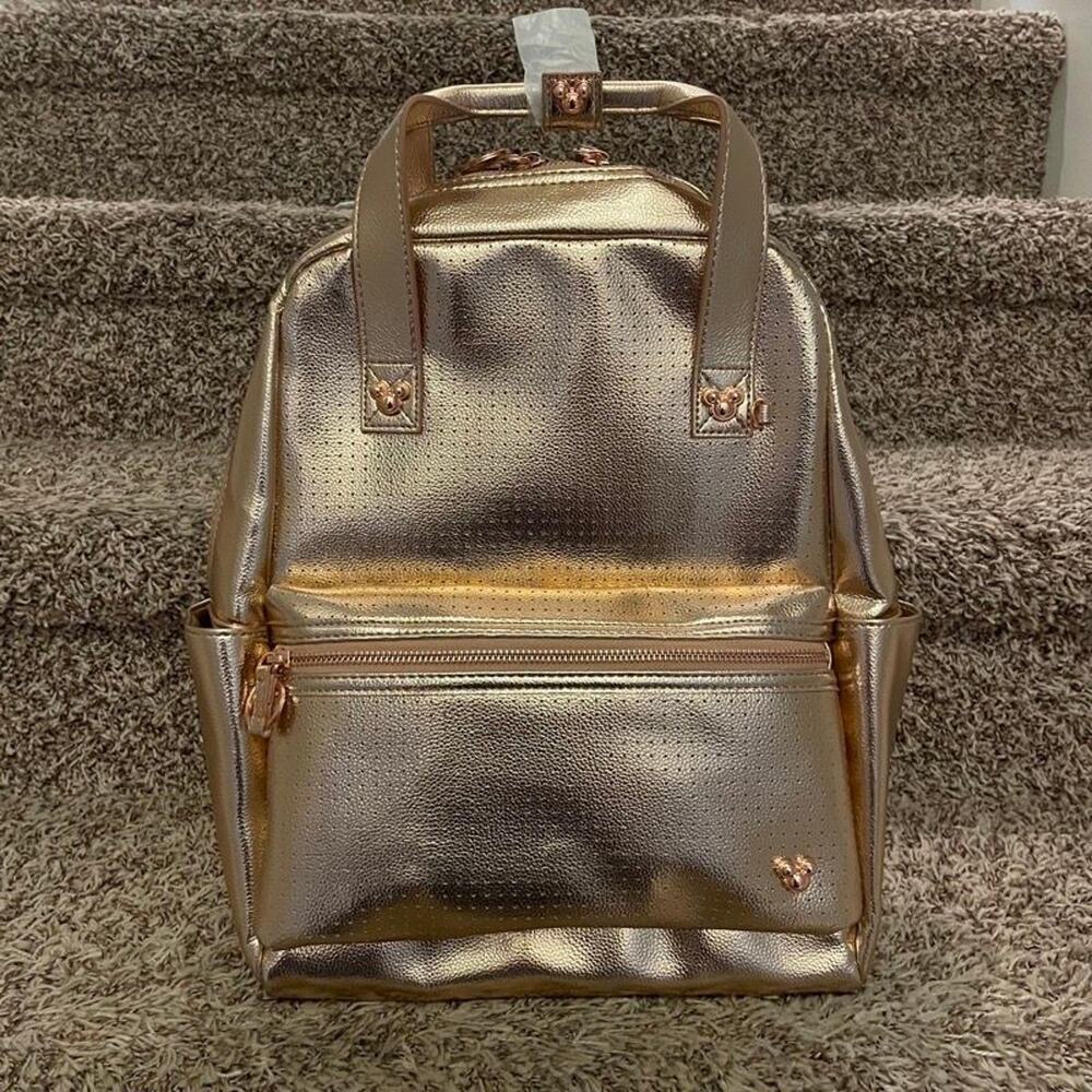 Disney Parks Rose Gold Mickey Mouse Mini Backpack Metallic Faux Leather NWT